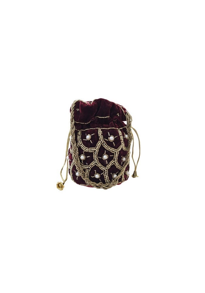 SuneshCreation Maroon Ethnic Potli Handbag for Women - Image 1